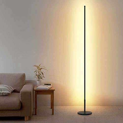 Floor Lamp LED with Remote & Touch Control Standing Corner Lamp Black 3 Color Temperature 3000~6000K Dimmable tall pole lights