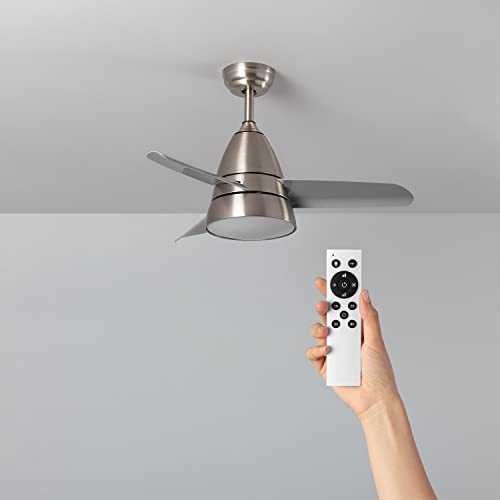 TECHBREY Silver 55W 'Industrial' LED Ceiling Fan with Selectable CCT Adjustable (Warm-Daylight-Cool)