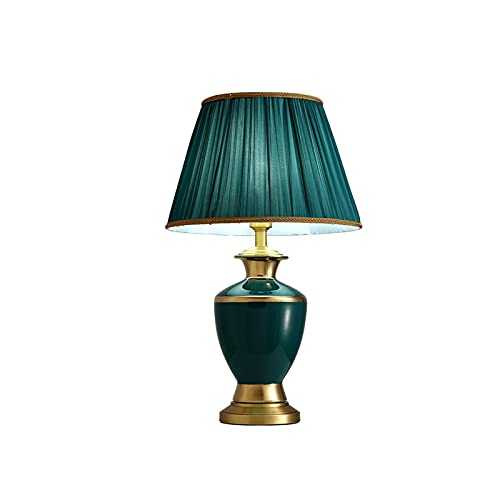 XYJHQEYJ Table Lamps for Living Room Modern, Ceramic Table Lamps Brass Desk Light, Bedroom Bedside Ceramic Desk Lamps, Fabric Shades Decorative Lighting, (Color : B)