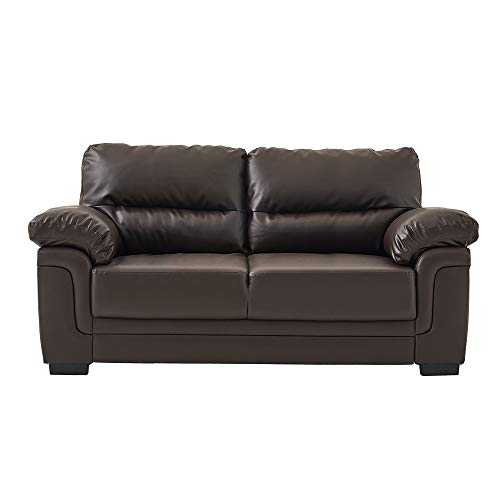 Panana Modern 3 Seater Sofa Faux Leather Comfortable Sofa Couch Settee Suite Chair Living Room Reception Room Brown