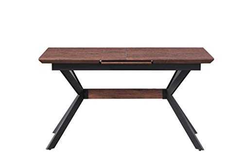 Life Interiors: Blaze Extendable Walnut Dining Table | 4-6 Person | Industrial Style | Dining Room | Modern Dining Table