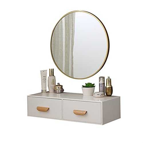 YAYA2021-SHOP Vanity Table Wall-mounted Dressing Table with Mirror Fashion Makeup Dressing Cabinet Bedroom Small Apartment Mini Wood Chest of Drawers Dressing Table (Color : Gold)