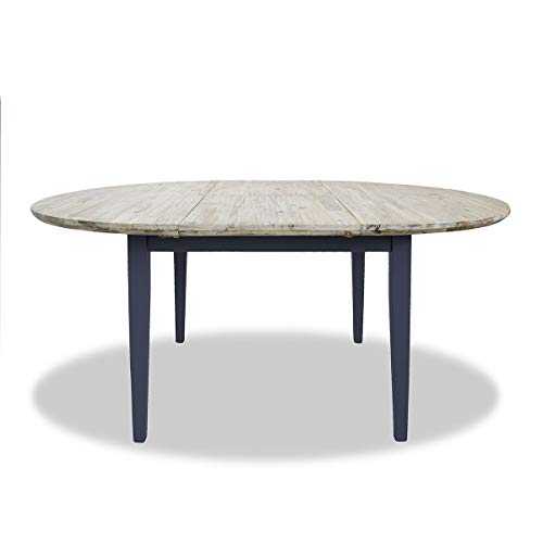 Florence large round kitchen table. Extending oval table with center leaf. Navy blue dining table, extends from115-160cm)