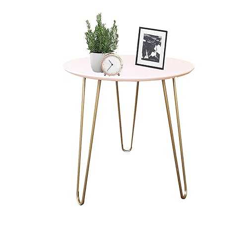 IFJA Blush Round Coffee End Table | Modern Minimalist Triangle Stacking Side Table with Metal Legs and Smooth Top | Console Tables for Living Rooms Bedrooms Balcony Home Easy Assembly 40x40x45cm
