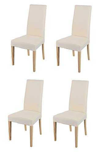 t m c s Tommychairs - Set of 4 chairs CHIARA suitable for kitchen and dining room, structure in beechwood painted in natural color and an upholstered seat covered in ivory-colored fabric