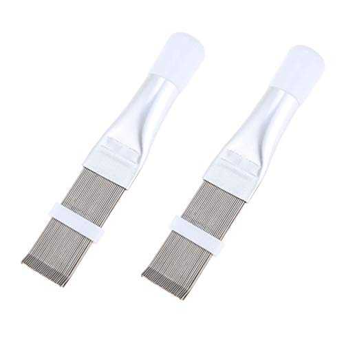 2 PCS Air Conditioner Fin Comb, Stainless Steel AC Condenser Fin Straightener AC Fin Comb Cleaner Brush Evaporator Radiator Fin Cleaning Tool Used for Cleaning Air Condition