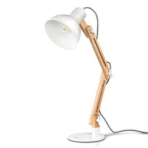 tomons Wood Swing Arm Desk Lamp, Designer Table Lamp, Reading Lights, Study Lamp, Work Lamp, Office Lamp, Bedside Nightstand Lamp - White