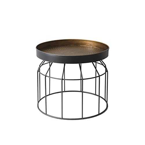 YQSYWYN American-style Living Room Sofa Corner Table, Retro Old and Creative Iron Coffee Table, Antique Copper Small Round Table and Small Tea Table. (Color : B)