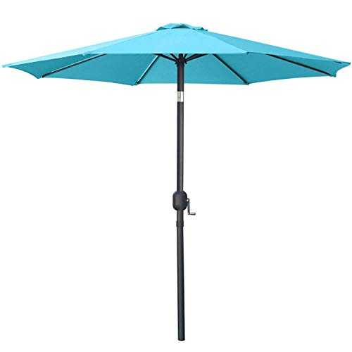 MasterCanopy Garden Patio Parasol Outdoor Fe-Al Market Table Parasol Umbrella with 8 Sturdy Ribs(2.7M,Turquoise)