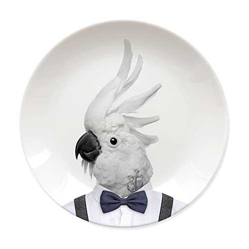 Wild Dining Dinner Plate I Funny Dinner Plate I 100% Ceramic I 9-inch Plate I Funny Plate with Goofy Pet Print I Novelty Tableware | Gift Idea Students | Dishwasher Microwave and Food Safe (Cockatoo)