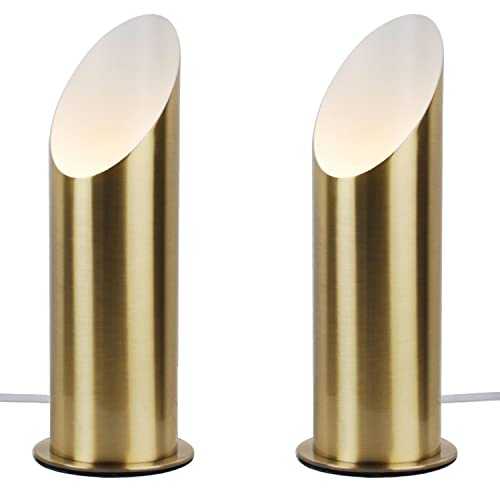 Set of 2 Modern Antique Brass Metal 27cm Table/Floor Lights, Standing Lamp Uplighters, Wall Wash Lamp, LED Compatible