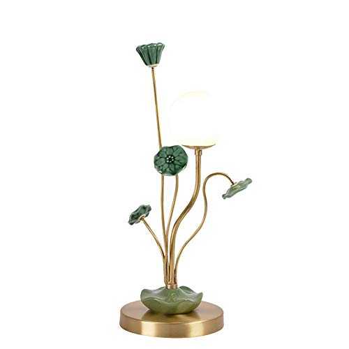 LAIDEPA Light Luxury Ceramic Chinese Zen Decorative Nightstand Room Table Lamp,Bedside Night Light Lamp Small Table Lamp for Living Room, Dresser,Green