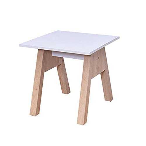 Wooden Square Table, Corner Coffee Table Japanese Style Living Room Side Tables Reinforced Wooden End Tables - White MDF Table Top(Size:50 * 50 * 48CM,Color:White) (White 50 * 50 * 48CM)