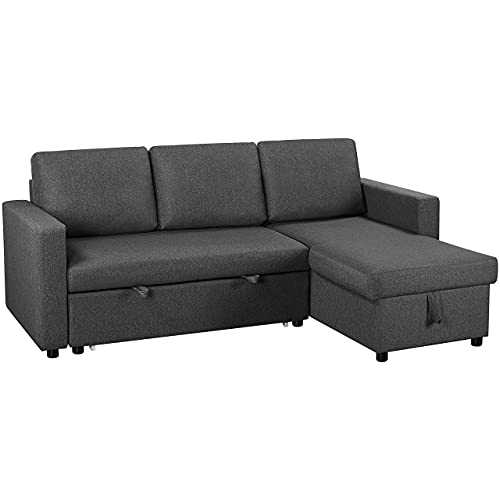 Yaheetech Sofa Bed L-Shaped Coner Sofa Bed Modern 3 Seat Click Clack Sofa Bed Convertible Sofa Couches with Pull Out Storage