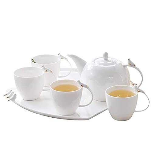 Tea Set European-Style Simple Ceramic Afternoon Tea Set Whole Set Of Household Black Tea Cups Ceramic Tea Sets (Color : White, Size : One Size)