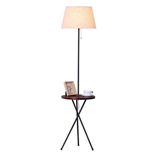 YUXINYAN Floor Lamp Modern Floor Lamp with Useful USB Ports and Round Tray Table, LED Floor Lamp with Fabric Shade and Pull Chain, Standing Lamp Sturdy Base Tall Vintage Pole Light