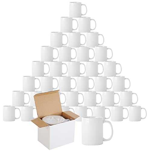 36 x Sublimation White Coffee Mugs 11oz with Small Handle Plain Blank Double Coated Heat Press Printing Mug with Box, AAA Grade