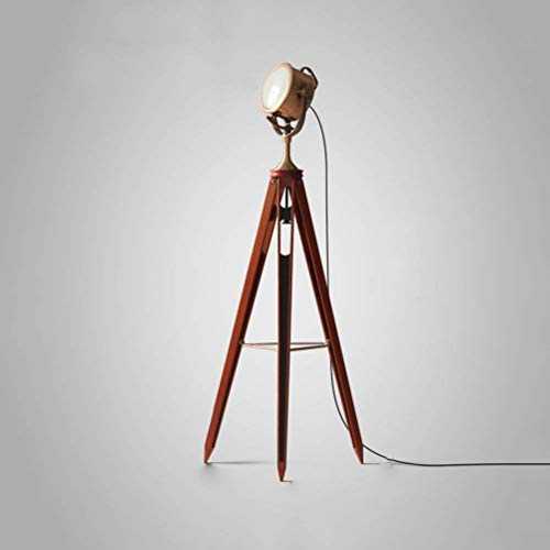LKK-KK Floor Lamp,Stylish Vintage Retro Industrial Photography Film Studio Style Tripod Floor Lamp Wood and Frosted Lens Design Red-Design Fixture Lighting