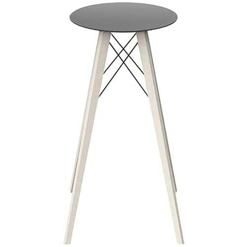 Vondom - Faz Wood Round Black Table with White Hpl Legs - Diameter 50 x Height 105 cm