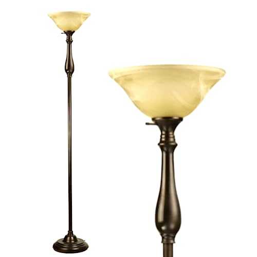 Lightaccents Royal Uplighter Floor Lamp with Victorian Bronze Finish & Amber Glass - Ideal for Living Rooms & Bedrooms - Standard Lamp for Modern Homes - 16176-29 (Bronze) - UK Edition
