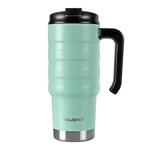 HAUSHOF Travel Tumbler 700ml/24Oz, Double Wall Vacuum Insulation Flask, Leakproof Travel Mug, Stainless Steel Coffee Mug, Keeps 24 Hours Cold & 6 Hours Hot for Car Camping, BPA-Free