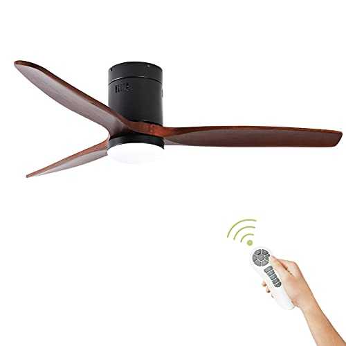 LED Ceiling Fan with Light and Remote Control Reversible, LPPO 52" Wood Fan with Lamp Silent DC Motor 5 Wind Speeds 3 Light Color Changable, Ceiling Fan Lighting Quiet for Bedroom and Living Room