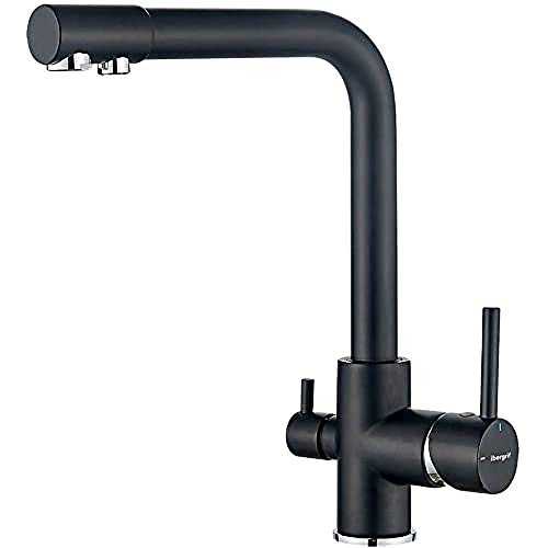 Ibergrif M22109B Dual Handle Kitchen, 3 in 1 Sprayer for Mixer Tap and Water Filter Purifier, Black