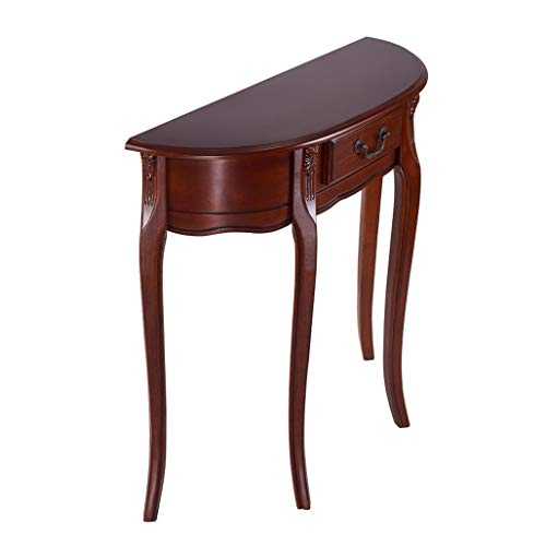 Slow Time Half Moon Shape Hall Entryway Table, Small Semi Round Console Table with Drawer, Narrow End Table, Contemporary Design for Living Room (Color : Brown)