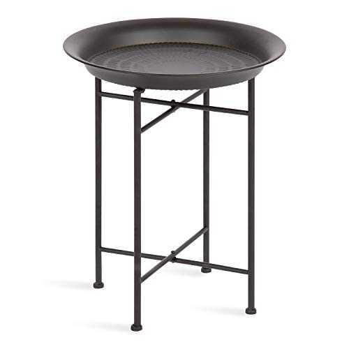 Kate and Laurel Mahdavi Modern Side Table, 17 x 17 x 21, Black, Unique Coffee Table with Textured Top