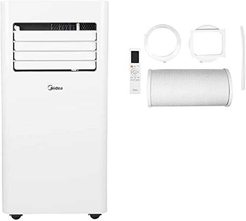 Midea 3 in 1 Portable Air Conditioning, Air Cooler, Dehumidifier with 1.5m Hose Included and HEPA filter, Remote Control, LED Display, Sleep Mode & 24 Hour Timer (9000BTU)