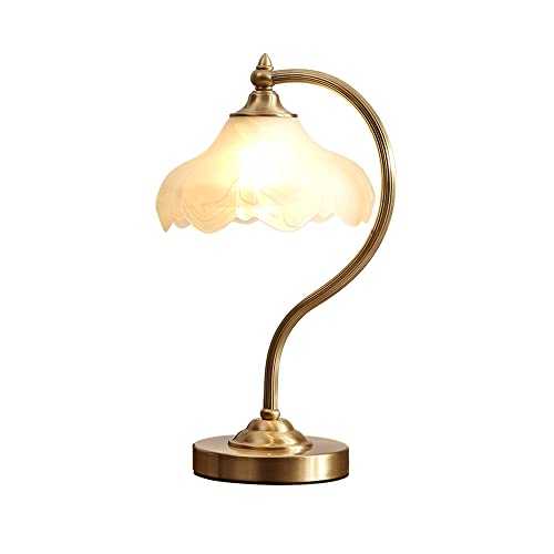 NAMFHZW Frosted Glass Shade Table Lamp E27 1-light Brass Bedside Desk Lamp Modern Home Living Room Decoration Lighting Fixture Nightstand Study Workbench Reading Lights H16.55in
