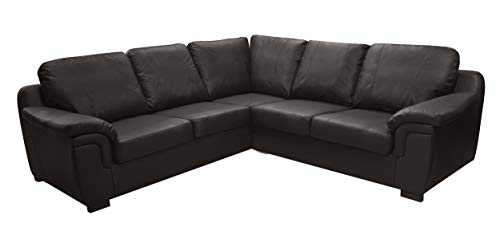 Sofas and More AMY CORNER SOFA SUITE IN BLACK PU LEATHER