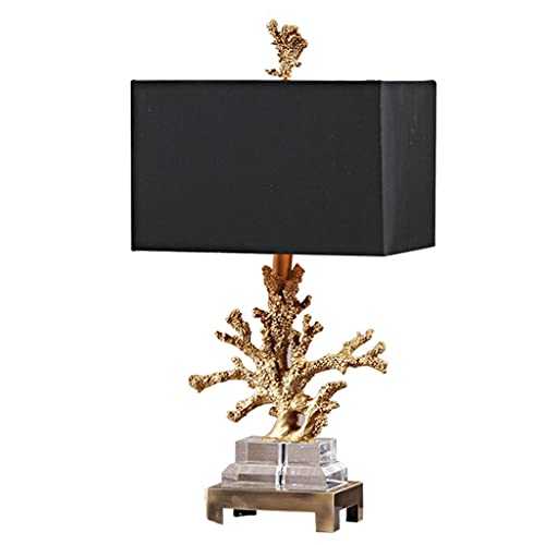 YUHUAWF Bedside Lamp Coral Crystal Bedside Table Lamp Luxury Simple Bedside Table Lamp Bedroom Decoration Bedside Lamp Creative Study Living Room Decoration Lamp Dimmable (Color : Black)