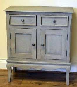 Bordeaux Antique Grey Solid Mango Shabby Chic Vintage Slim Sideboard Cupboard Hall Cabinet Living Dining Room Furniture
