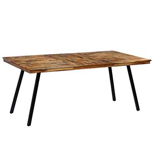 vidaXL Reclaimed Teak and Steel Dining Table 180x90x76cm Kitchen Furniture