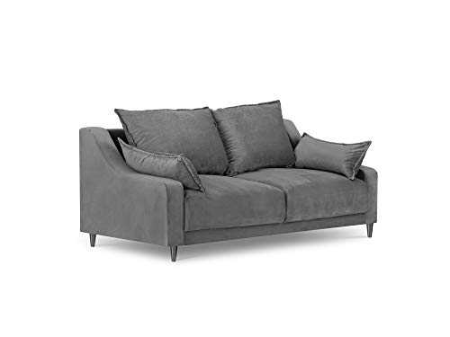 Mazzini Sofa Bed, Velvet, Lilac, 2 Seater, Light Grey, 150 x 94 x 90 cm
