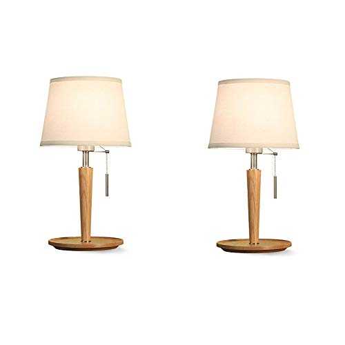 DEPAOSHJ Nordic Study Desktop Table lamp, Bedroom Bedside Table lamp Set of Two, Solid Wood Simple Modern Creative Two-Piece Table lamp, Warm Japanese Small Reading Lamp Two-Piece, Office Table lamp