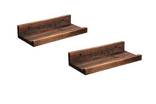 Z metnal Solid Wood Floating Shelves Set of 2, Rustic Wall Shelves ledge For Picture Frames And Figures, Cat Wall Shelves, Natural Wood Floating Shelf, Corner Shelf, Wall Mounted, 30x14cm