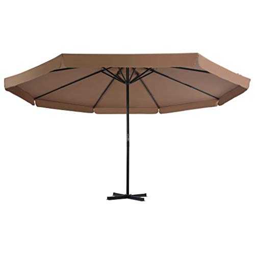 Ausla Garden Parasol, 500 x 385 cm, Umbrella with Cross Base, Sun Protection, Octagonal Sunshade for Garden, Patio, Brown