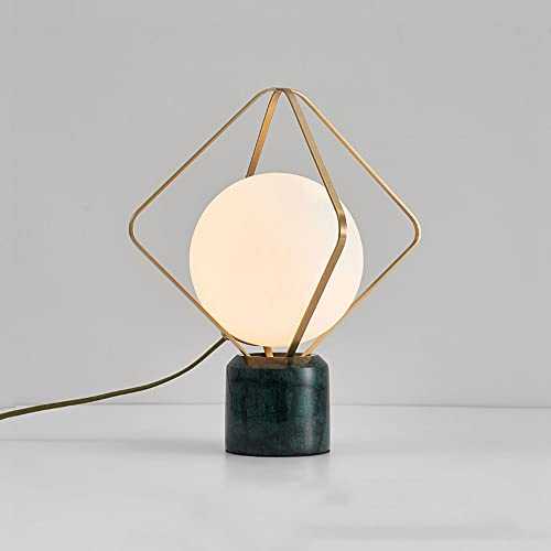 NAMFHZW Modern Brushed Brass Bedside Desk Lamp Glass Ball Shade LED Table Lamp With Bulb Living Room House Nightstand Lighting Fixture Eye-Caring Study Reading Lights H9.06in
