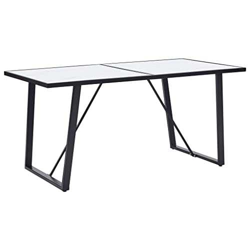 Kitchen & Dining Room Tables Dining Table White 160x80x75 cm Tempered Glass
