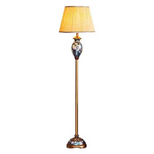WEHOLY European Retro Floor Lamp for Living Room Creative Hand Painted Study Room Bedroom Standing Lamp (Color : Foot Switch)