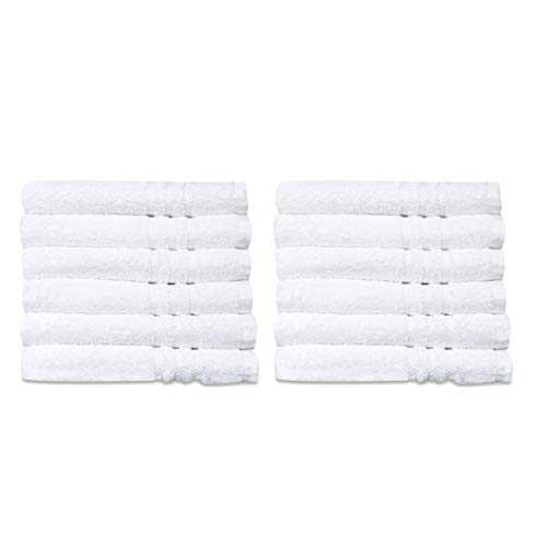 Eden Textile Patricia Hotel Bath Towels, 100% Combed Cotton - Set of 12, White