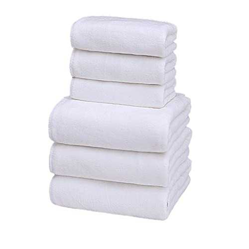 BWCGA 6pcs/Set Black White Cotton Bath Towel Set Thick Face Shower Towels for Home Bathroom Hotel Adults Kids (Color : White, Size : 3pc 34x72-3pc 70x140)