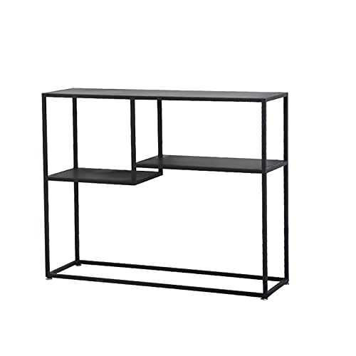 WINECO Iron Display Shelving Unit, Clothing Store Entrance Display Side Table Console Table for Living Room, Hallway, with Multi-storey Storage Black Golden(Size:120CM,Color:Gold) (Black 120CM)