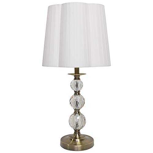 K LIVING Elaine Antique Brass Glass Table Lamp and Pleated Ivory Shade
