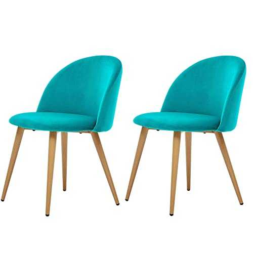 TONVISION Upholstered Side Chair Dining Room Chairs Occasional Seater for Dressing Makeup Desk Bedroom Small Accent Furniture (Teal(Set of 2))