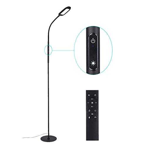 Led Floor Lamp Remote & Touching Control 4 Colour Temperatures with Stepless Dimmable for Bedroom Living Room Office Black