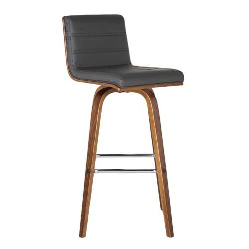 Armen Living LCVIBAGRWA30 Vienna 30" Bar Height Barstool in Grey Faux Leather and Walnut Wood Finish