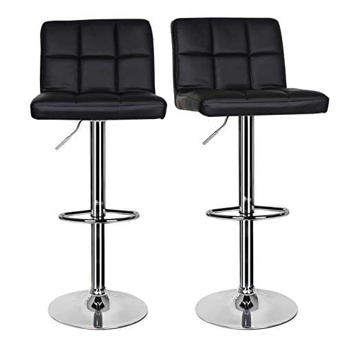 Pair of Bar Stools,Breakfast Bar Stool with Chrome Footrest and Base Swivel Gas Lift Leather Kitchen Stool for Breakfast Bar/Counter/Kitchen Home Furniture